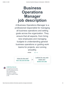 Business Operations Manager Job Description Template