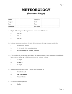 Meteorology Exam: Atmospheric Conditions & Weather