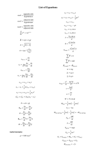 List of Equations