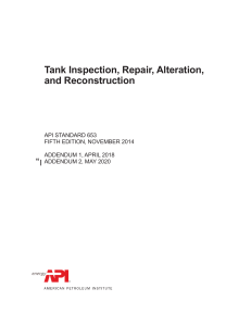 API STD 653 - 5th Ed.2014 - Add.2-2020 Tank Inspection, Repair, Alteration and Reconstruction