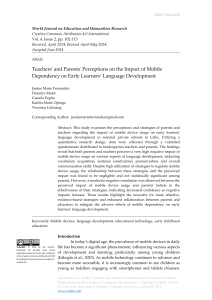 Teachers' and Parents' Perceptions on the Impact of Mobile Dependency on Early Learners’ Language Development
