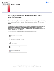 Management of hypertensive emergencies a practical approach