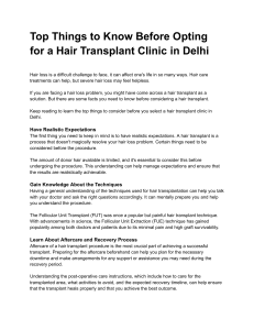 Top Things to Know Before Opting for a Hair Transplant Clinic in Delhi