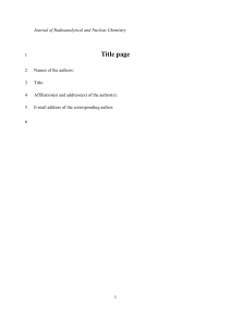 Journal Article Template: Radioanalytical & Nuclear Chemistry