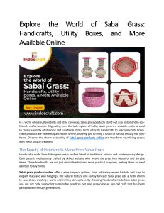 Explore the World of Sabai Grass Handicrafts, Utility Boxes, and More Available Online