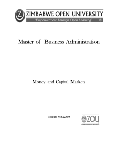 MBAZ510 Money and Capital Markets