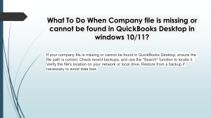 Quick fix for QB Company File is Missing or Cannot Be Found Issue