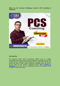 What Are the Common Challenges Faced in PCS Coaching in Rajasthan