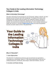 Your Guide to the Leading Information Technology Colleges in India