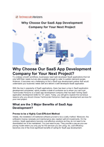 Why Choose Our SaaS App Development Company for Your Next Project