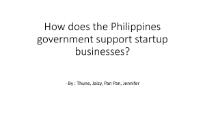 How does the Philippines government support startup businesses