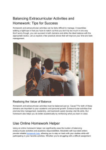 Balancing Extracurricular Activities and Homework  Tips for Success