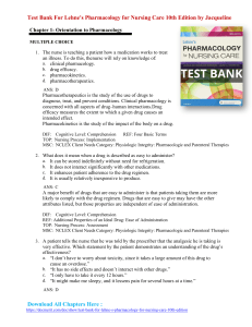 Test Bank For Lehne's Pharmacology for Nursing Care 10th Edition