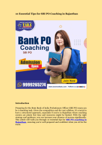 10 Essential Tips for SBI PO Coaching in Rajasthan