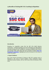 15 Benefits of Joining SSC CGL Coaching in Rajasthan