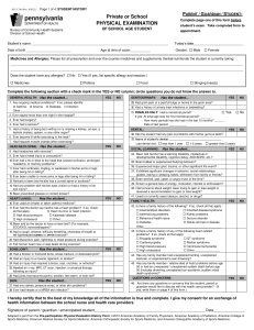 Student Health History & Physical Exam Form