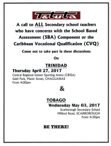 All Secondary School Teachers SBA & CVQ Concerns