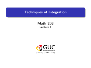 Lecture 1 (Integratin by Parts & Reduction Formula)