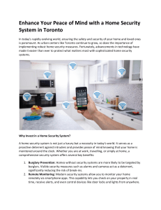 Enhance Your Peace of Mind with a Home Security System in Toronto