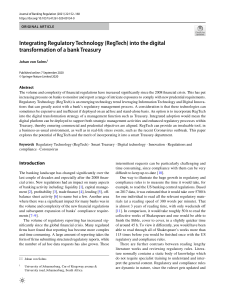 Integrating Regulatory Technology (RegTech) into the digital transformation of a bank Treasury