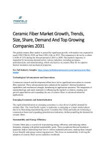 Ceramic Fiber Market Growth, Trends, Size, Share, Demand And Top Growing Companies 2031