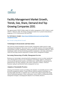 Facility Management Market Growth, Trends, Size, Share, Demand And Top Growing Companies 2031