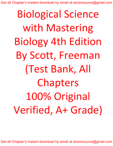 Test Bank For Biological Science with MasteringBiology 4thj Edition By  Scott Freeman