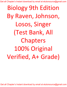 Test Bank For Biology 9th Edition By Raven Johnson Losos Singer