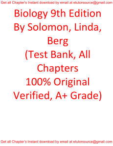 Test Bank For Biology 9th Edition By Solomon Linda Berg