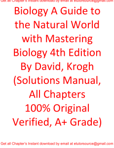 Solutions Manual For Biology A Guide to the Natural World with Mastering Biology 4th Edition By David Krogh