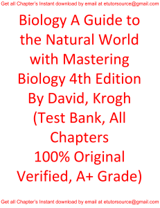 Test Bank For Biology A Guide to the Natural World with Mastering Biology 4th Edition By David Krogh