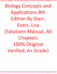 Solutions Manual For Biology Concepts and Applications 8th Edition By Starr Evers Lisa