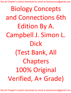 Test Bank For Biology Concepts and Connections 6th Edition By A. Campbell J. Simon L. Dick