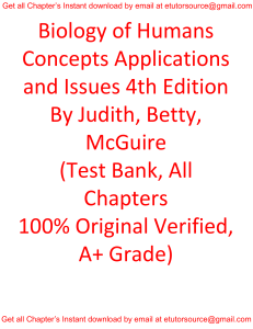 Test Bank For Biology of Humans Concepts Applications and Issues 4th Edition By Judith Betty McGuire