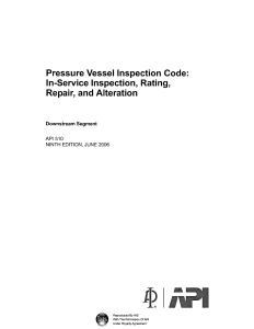 API 510-2006 Pr. Vessel Inservice Insp. Code-Inspector