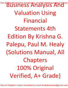 Solutions Manual For Business Analysis and Valuation Using financial statements 4th Edition By  Krishna G.