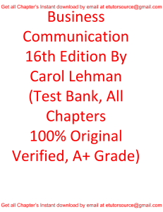 Test Bank For Business Communication 16th Edition By Carol Lehman