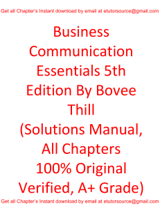 Solutions Manual For Business Communication Essentials 5th Edition By Bovee Thill