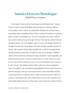 America Ferrera’s Monologue SOAPSTone Analysis