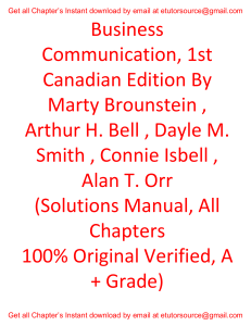 Solutions Manual For Business Communication, 1st Canadian Edition By Brounstein