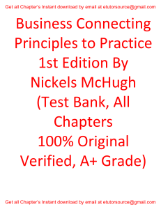 Test Bank For Business Connecting Principles to Practice 1st Edition By Nickels McHugh