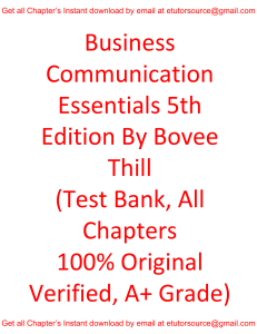 Test Bank For Business Communication Essentials 5th Edition By Bovee Thill