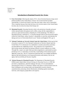 Chapter 1 Key Terms Homeland Security