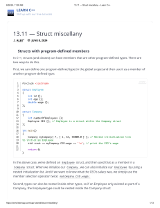 13.11 — Struct miscellany – Learn C++