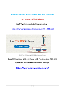A00-420 SAS Viya Programming Specialist Exam Questions