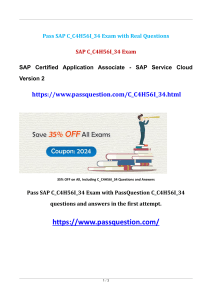 SAP Service Cloud C C4H56I 34 Exam Questions