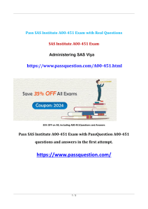 SAS Viya Administration A00-451 Exam Questions