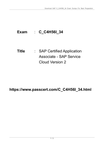 SAP Service Cloud Version 2 C C4H56I 34 Dumps