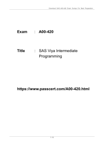 A00-420 SAS Viya Intermediate Programming Dumps