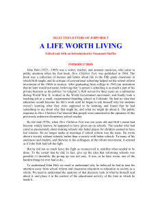 A LIFE WORTH LIVING - JOHN HOLT